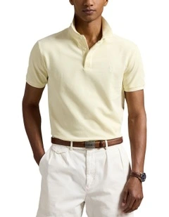 Custom Slim Fit Stretch Oxford Mesh Polo Shirt in Yellow