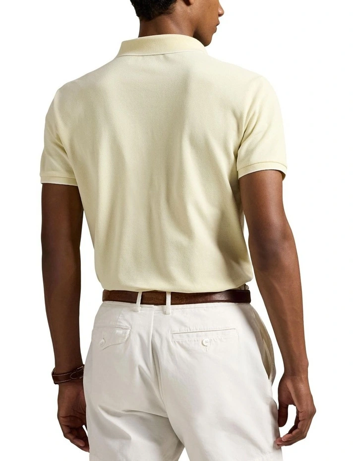 Custom Slim Fit Stretch Oxford Mesh Polo Shirt in Yellow image 2