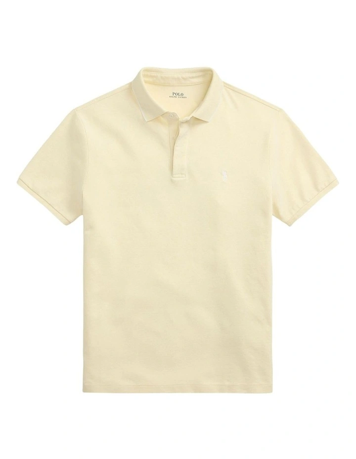 Custom Slim Fit Stretch Oxford Mesh Polo Shirt in Yellow image 4
