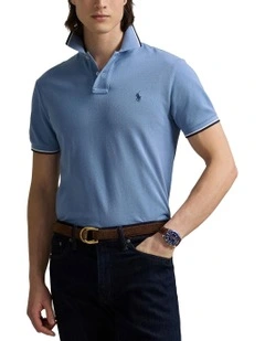 Classic Fit Mesh Polo Shirt in Blue