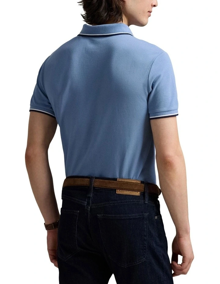 Classic Fit Mesh Polo Shirt in Blue image 2