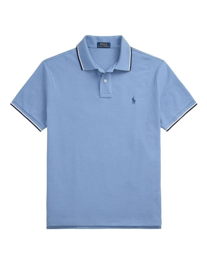 Classic Fit Mesh Polo Shirt in Blue image 4