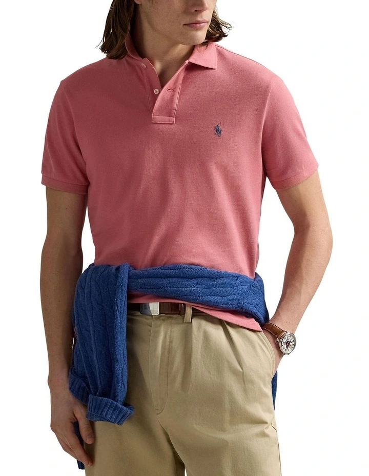 The Iconic Mesh Polo Shirt in Red image 1