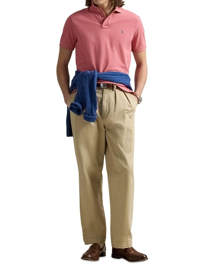 The Iconic Mesh Polo Shirt in Red image 3