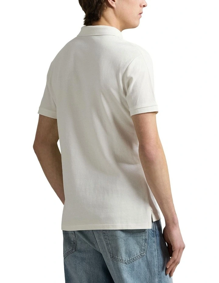 The Iconic Mesh Polo Shirt in Cream image 2
