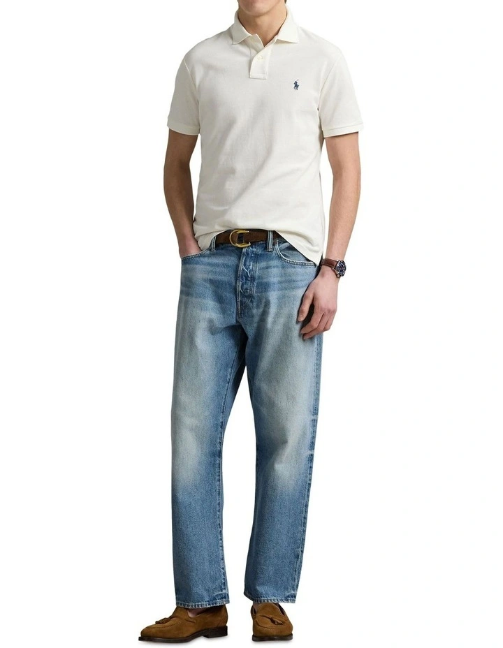 The Iconic Mesh Polo Shirt in Cream image 3