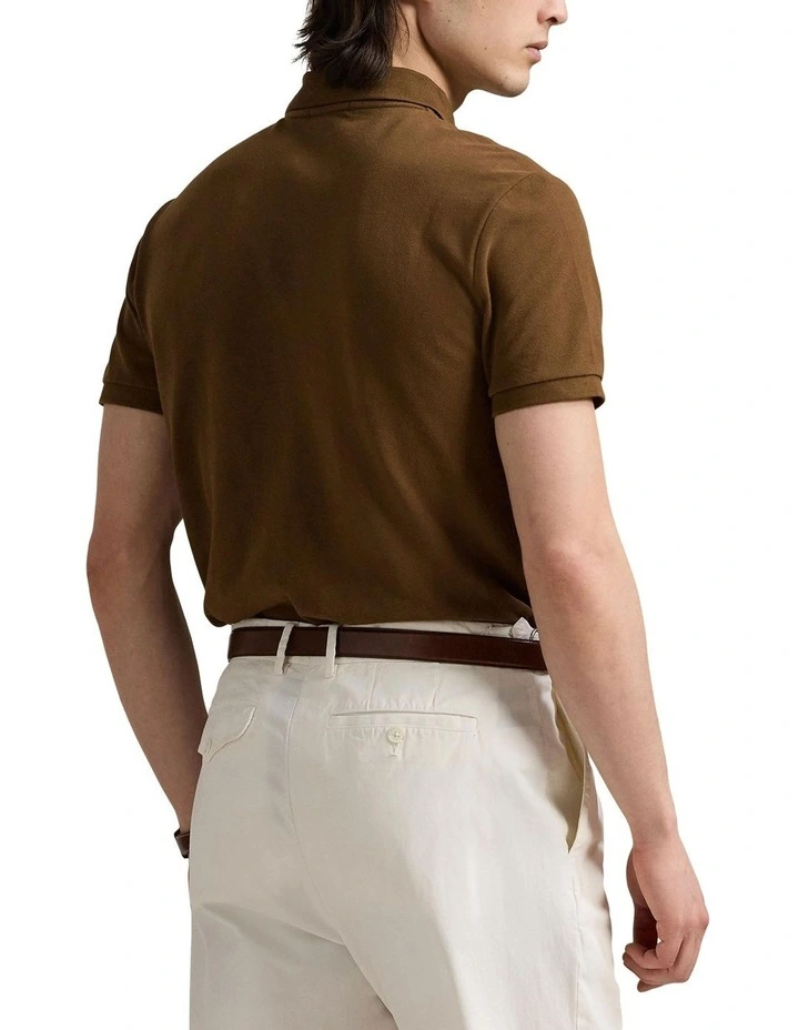 The Iconic Mesh Polo Shirt in Brown image 2