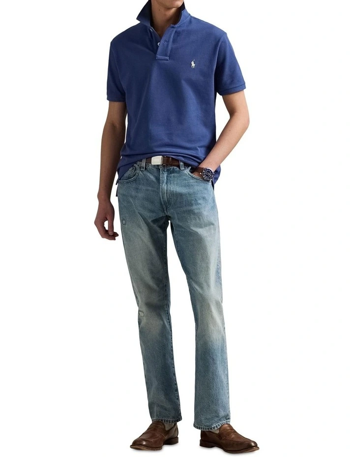 The Iconic Mesh Polo Shirt in Blue image 3