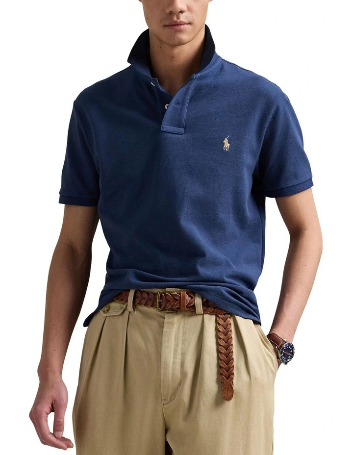 The Iconic Mesh Polo Shirt in Blue image 1