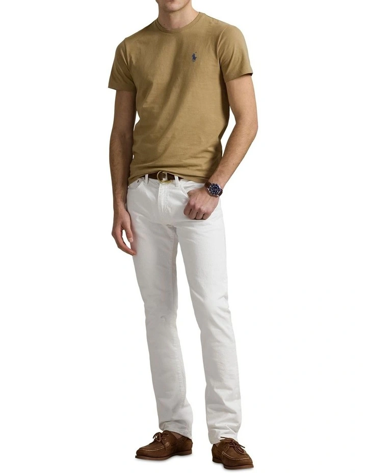 Custom Slim Fit Jersey Crewneck T-shirt in Beige image 3