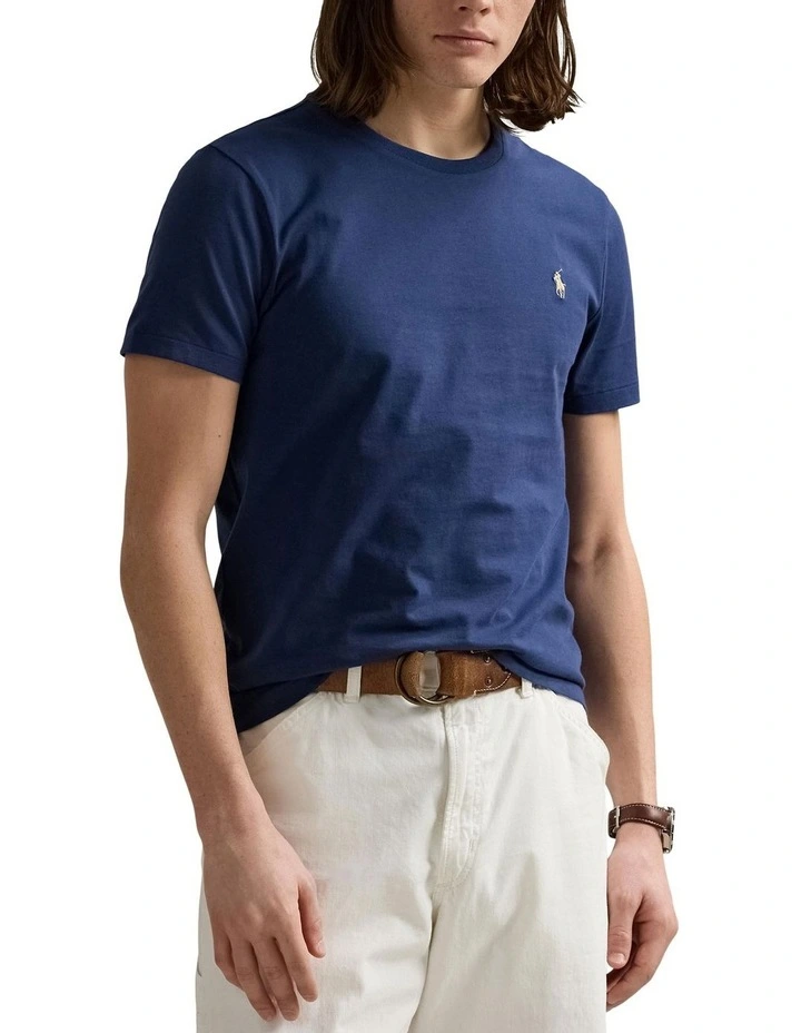 Custom Slim Fit Jersey Crewneck T-shirt in Blue image 1