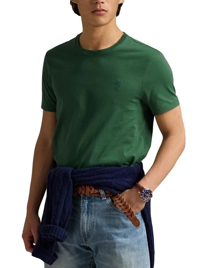 Custom Slim Fit Jersey Crewneck T-shirt in Green image 1