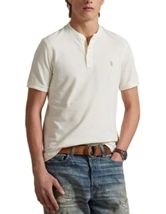 Featherweight Mesh Henley T-shirt in Cream