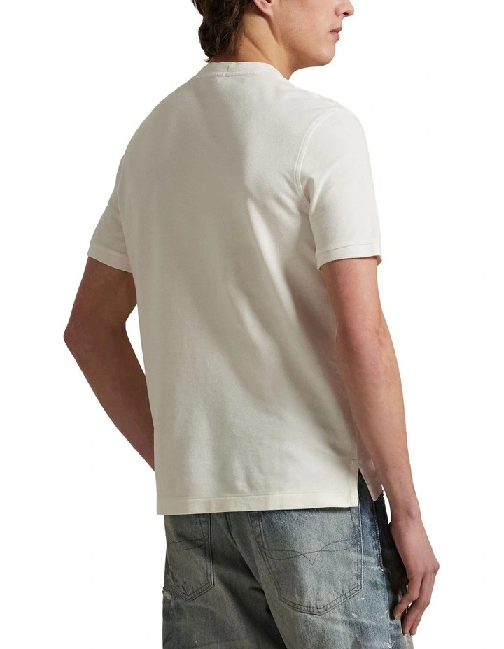 Featherweight Mesh Henley T-shirt in Cream image 2