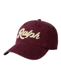 The Logo Long-Bill Poplin Cap in Red