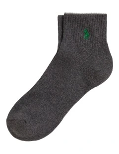 Cotton-Blend Quarter-Crew Socks in Grey