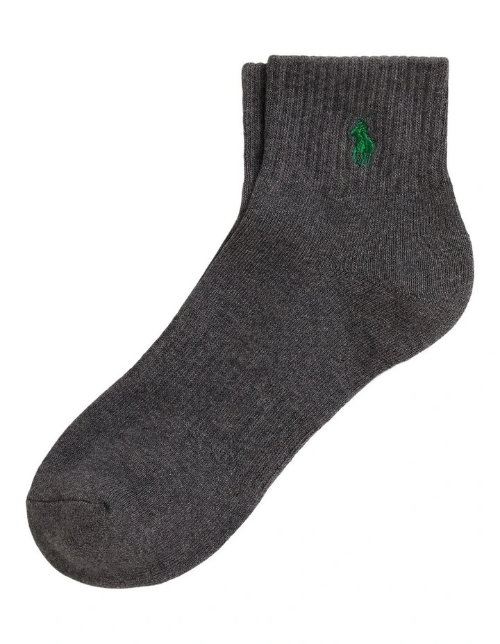 Cotton-Blend Quarter-Crew Socks in Grey image 1