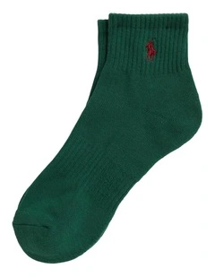 Cotton-Blend Quarter-Crew Socks in Green