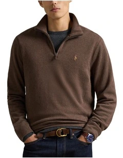 Estate Rib Quarter-Zip Pullover in Brown