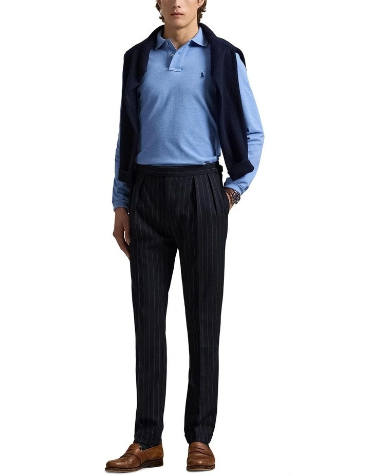 Custom Slim Fit Mesh Polo Shirt in Blue image 3