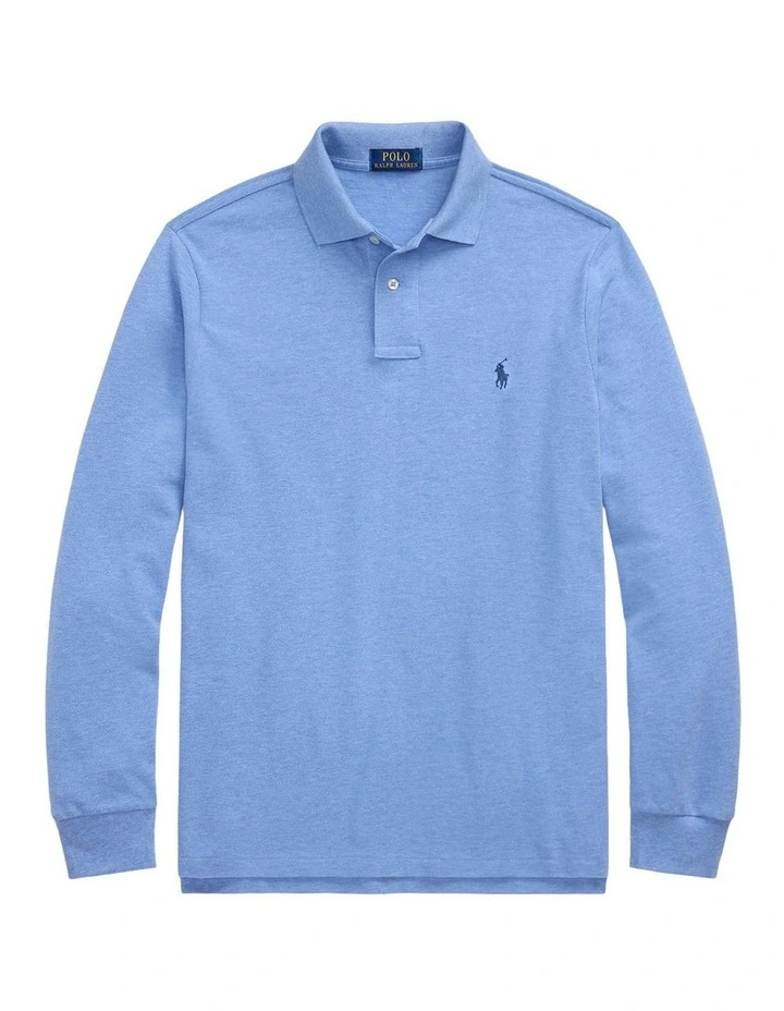 Custom Slim Fit Mesh Polo Shirt in Blue image 4