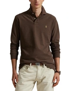 Custom Slim Fit Mesh Polo Shirt in Brown