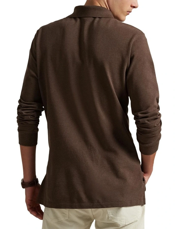 Custom Slim Fit Mesh Polo Shirt in Brown image 2