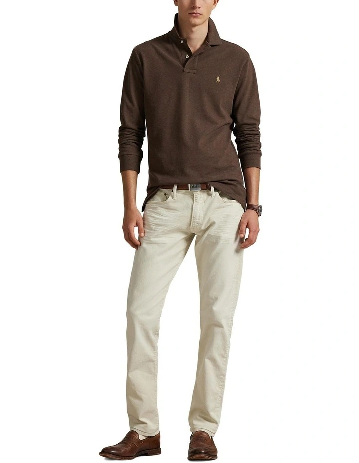 Custom Slim Fit Mesh Polo Shirt in Brown image 3