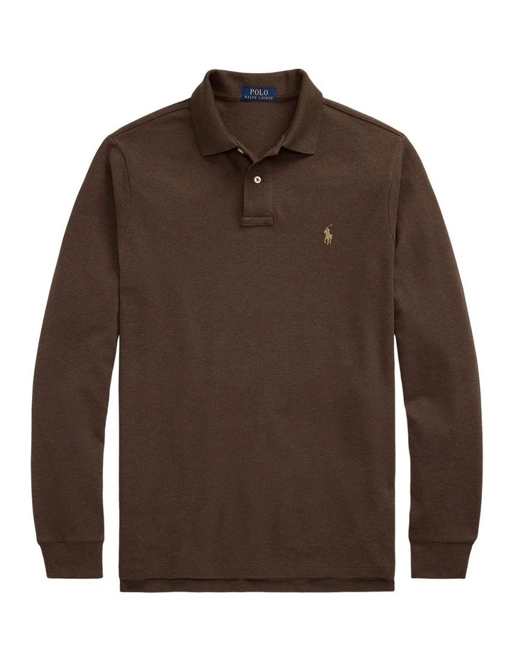 Custom Slim Fit Mesh Polo Shirt in Brown image 4