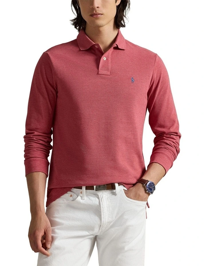 Custom Slim Fit Mesh Polo Shirt in Red image 1