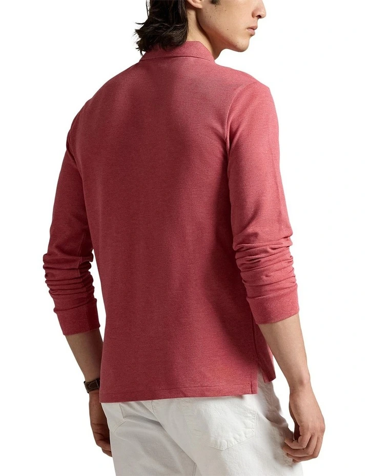 Custom Slim Fit Mesh Polo Shirt in Red image 2