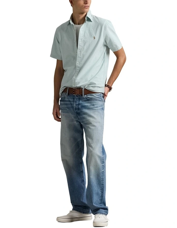 Classic Fit Plaid Oxford Shirt in Green image 3