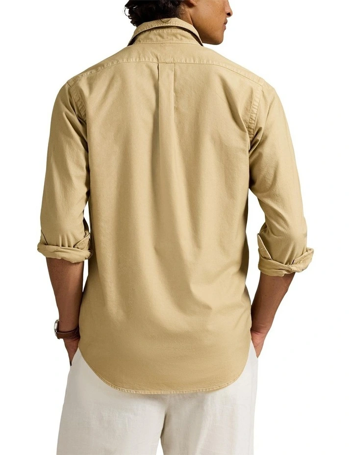Classic Fit Garment-Dyed Oxford Shirt in Beige image 2