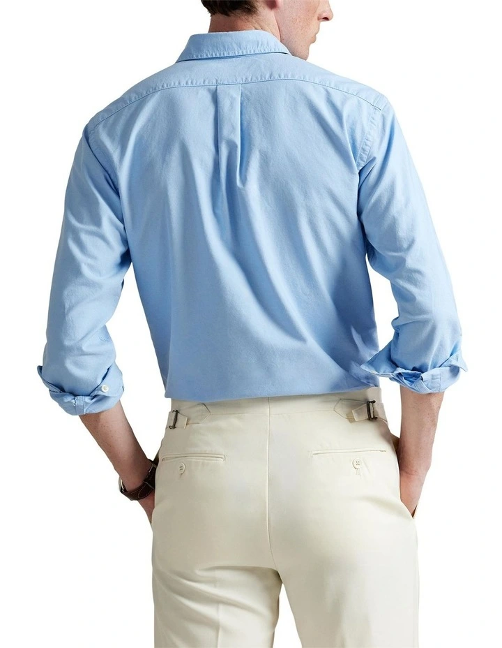 Classic Fit Garment-Dyed Oxford Shirt in Blue image 2