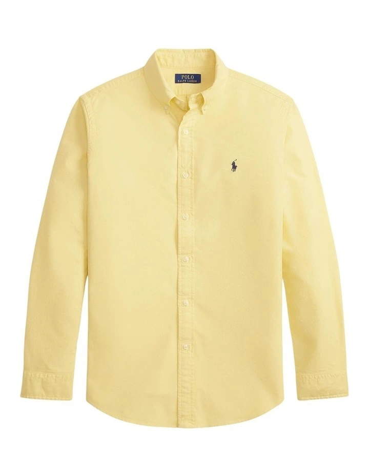 Classic Fit Garment-Dyed Oxford Shirt in Yellow image 4