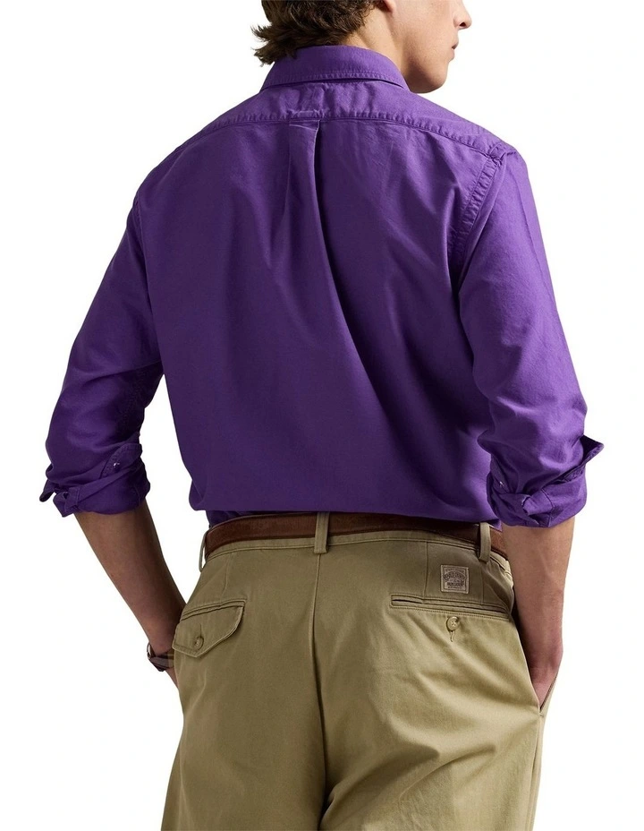 Classic Fit Garment-Dyed Oxford Shirt in Purple image 2