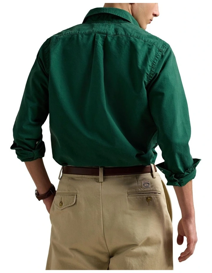Classic Fit Garment-Dyed Oxford Shirt in Green image 2