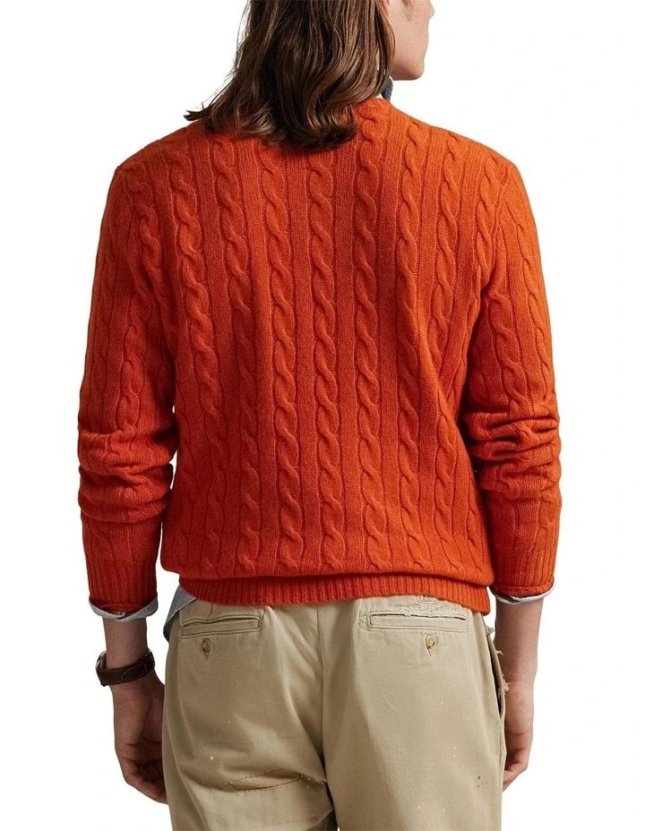 Cable-Knit Wool-Cashmere Sweater in Orange image 2