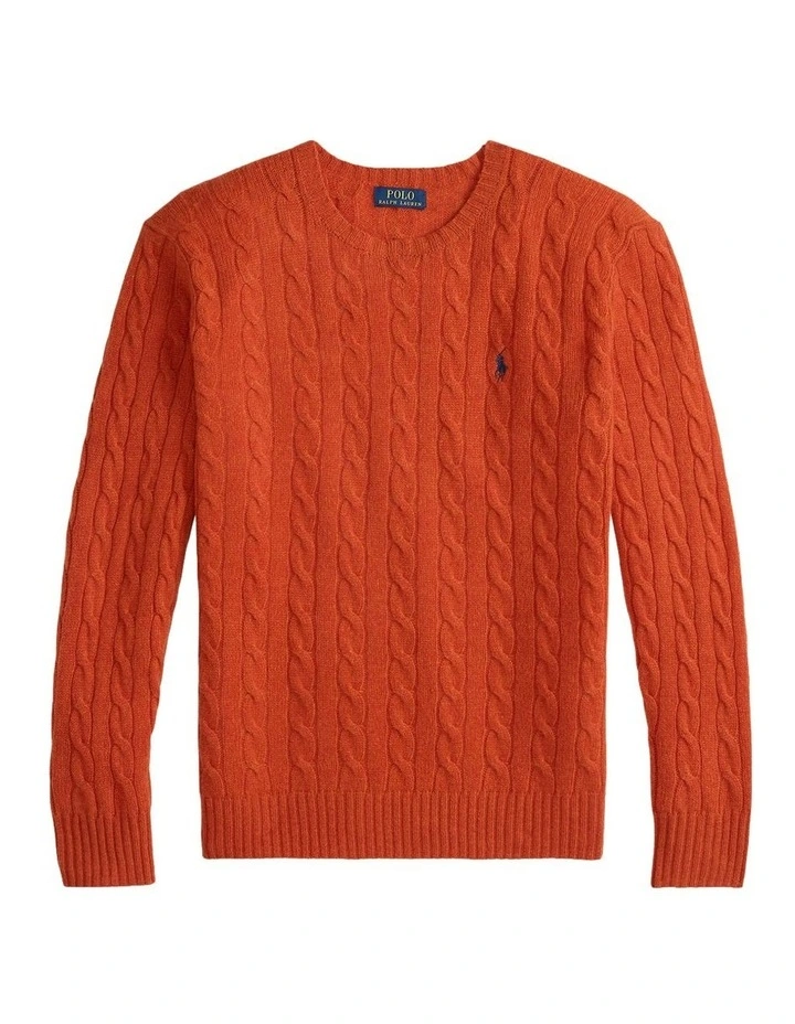 Cable-Knit Wool-Cashmere Sweater in Orange image 4