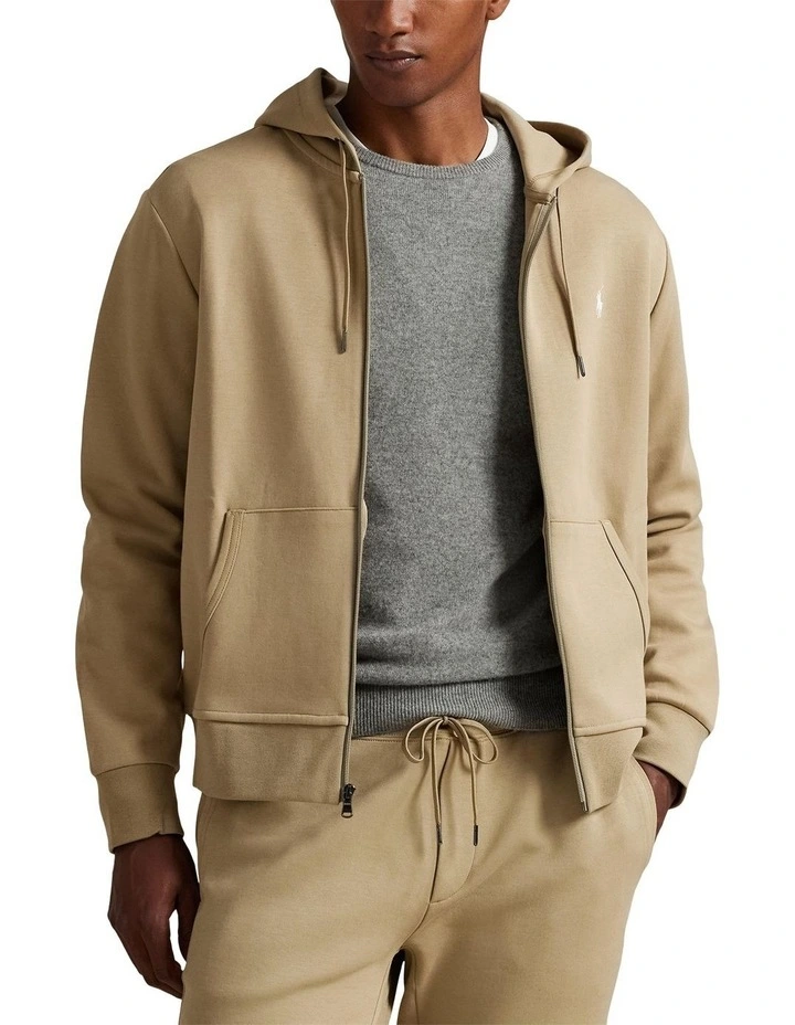 Double-Knit Full-Zip Hoodie in brown image 1