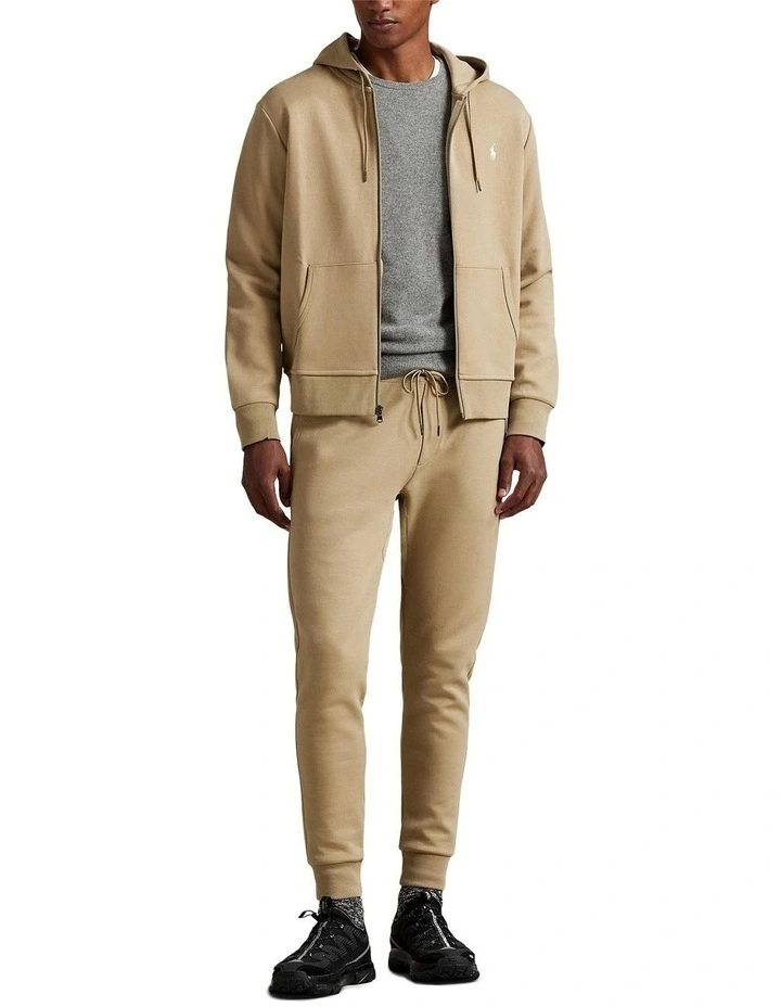 Double-Knit Full-Zip Hoodie in brown image 3