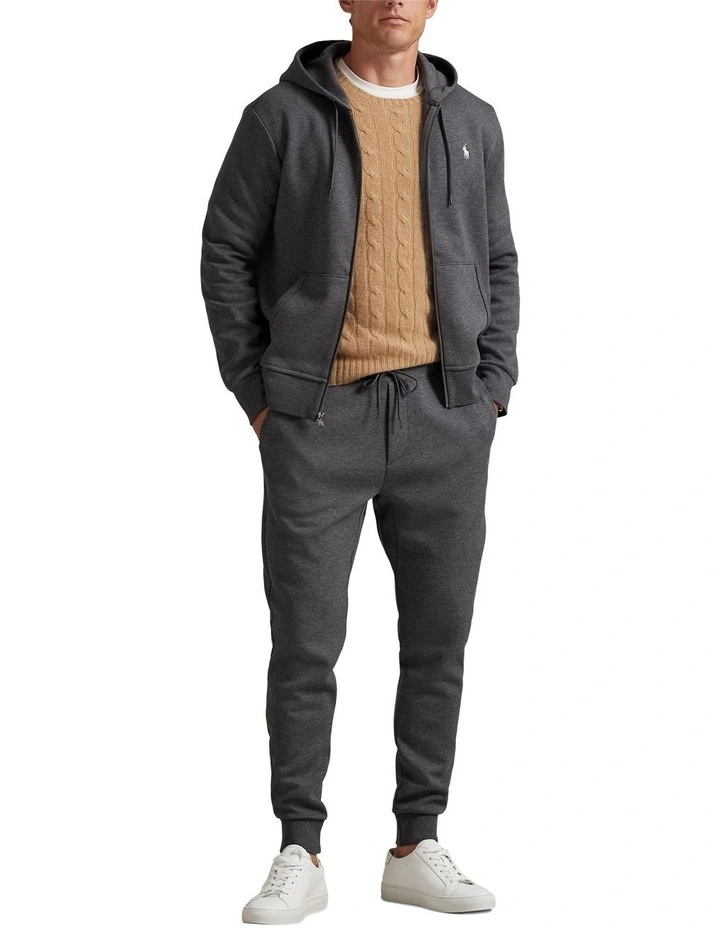 Double-Knit Full-Zip Hoodie in Grey image 3