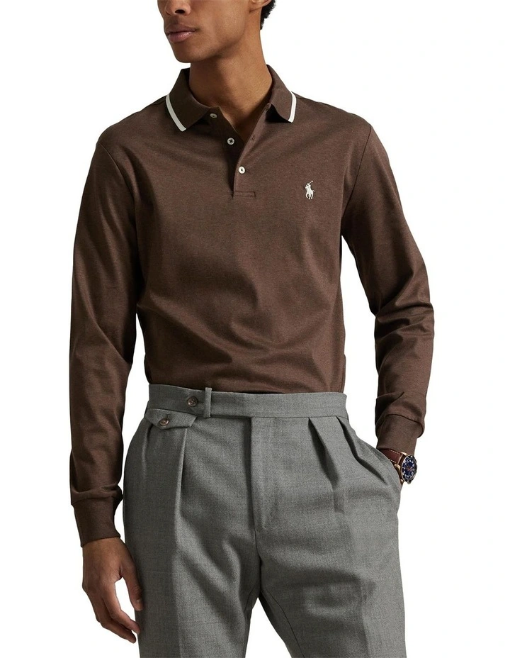 Custom Slim Fit Soft Cotton Polo Shirt in Brown image 1