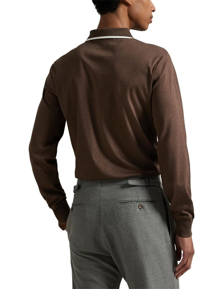 Custom Slim Fit Soft Cotton Polo Shirt in Brown image 2
