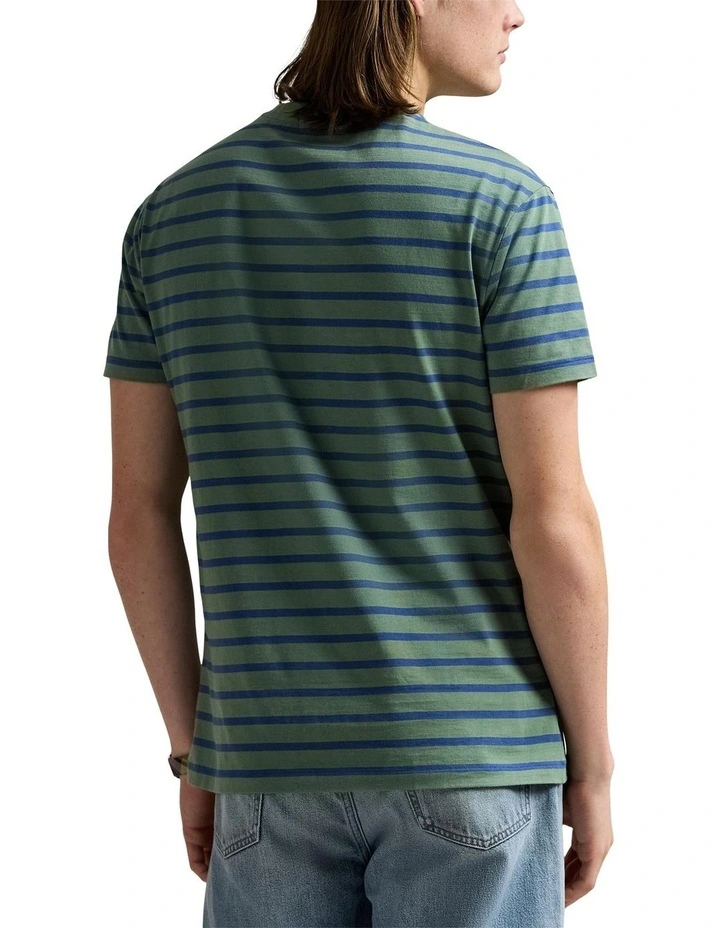 Custom Slim Fit Striped Jersey T-shirt in Green image 2