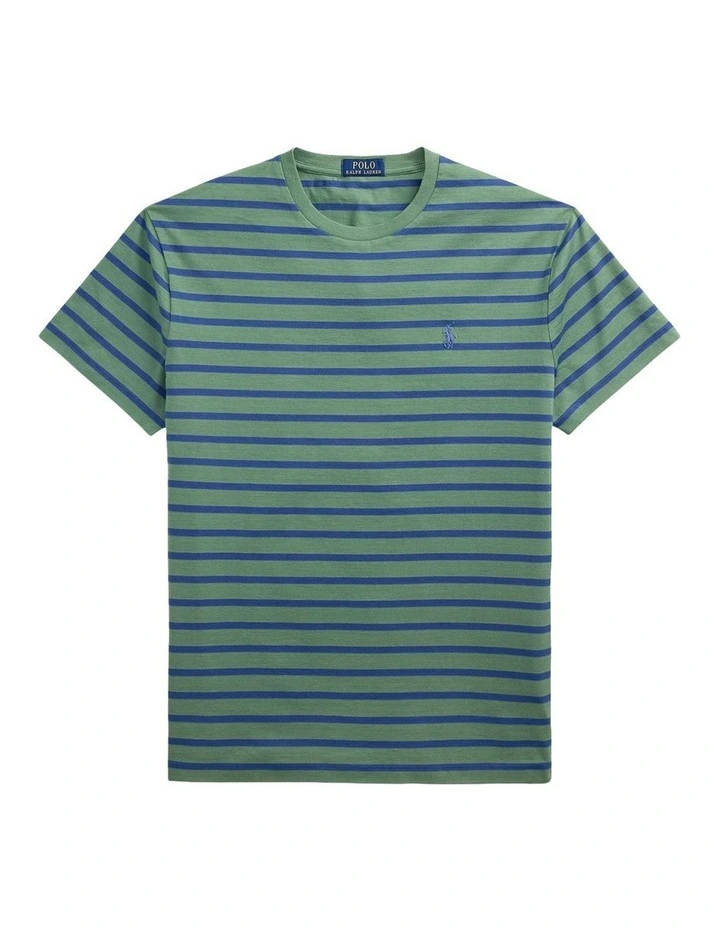 Custom Slim Fit Striped Jersey T-shirt in Green image 4