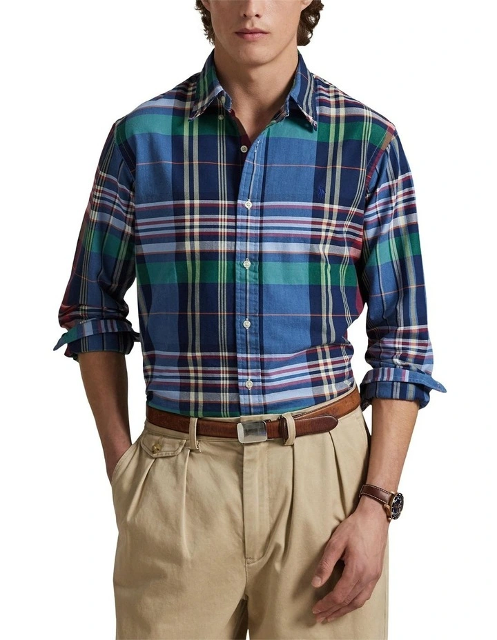 Classic Fit Plaid Oxford Shirt in Multi image 1