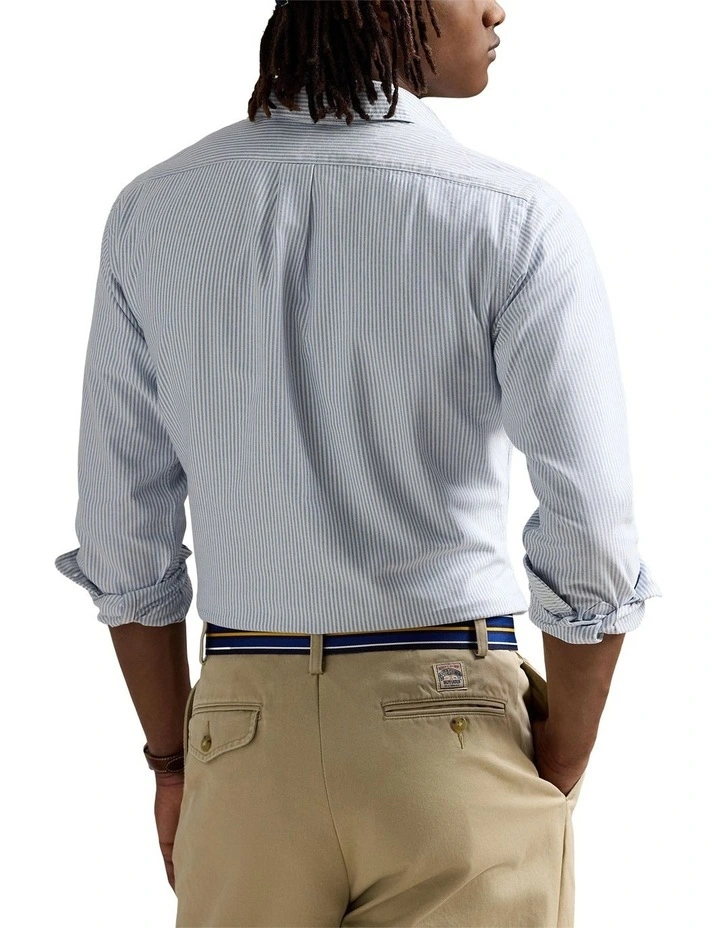 Classic Fit Striped Oxford Shirt in Blue image 2