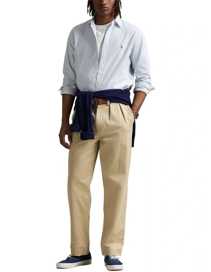 Classic Fit Striped Oxford Shirt in Blue image 3