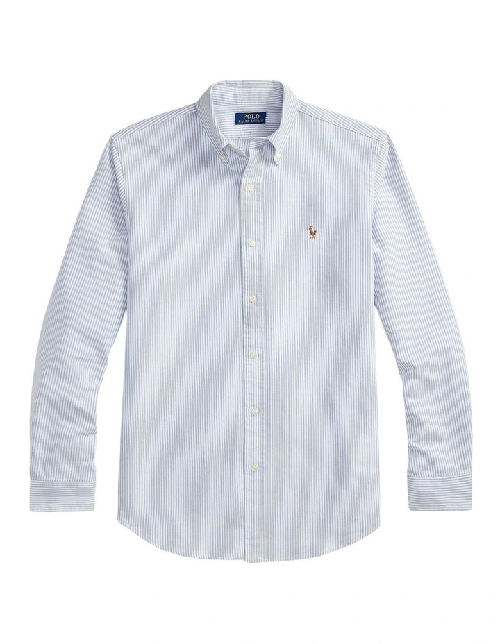 Classic Fit Striped Oxford Shirt in Blue image 4